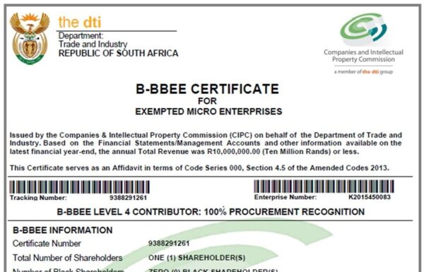 BBBEE Certificate